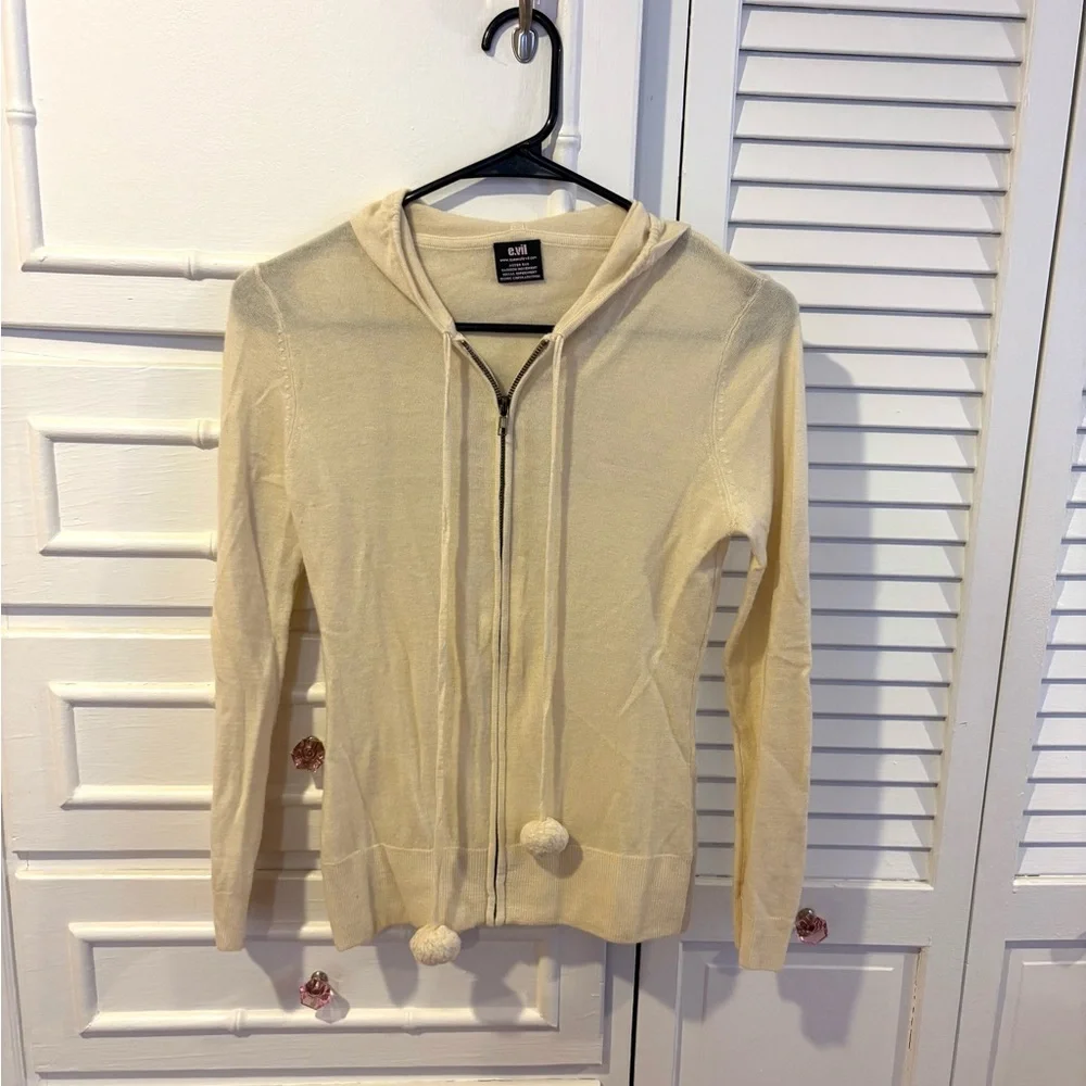 e.vil Cream Cashmere hoodie with crystal burnout Size XS/S - Picture 4 of 4